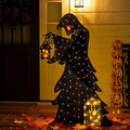 Glitzhome 60 H Lighted Halloween 2D Grim Reaper Outdoor Decor With 160 Warm White Led Lights