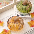 Glitzhome 5.91 D X 4.72 H Green Crackle Glass Short Pumpkin