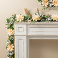 Glitzhome 6Ft Artificial Floral Garland Peach Dahlia Mixed Heather Pink Hydrangea Peony Cherry