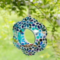 Glitzhome 8.5 D Glass Flower Shaped Hanging Multi Color Mosaic Birdfeeder