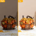 Glitzhome 8.5 L Fall Lighted Resin Pumpkin House Table Decor With Timer