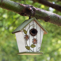 Glitzhome 8.75 H Distressed Solid Wood Decorative Outdoor Garden Birdhouse With 3D Flower