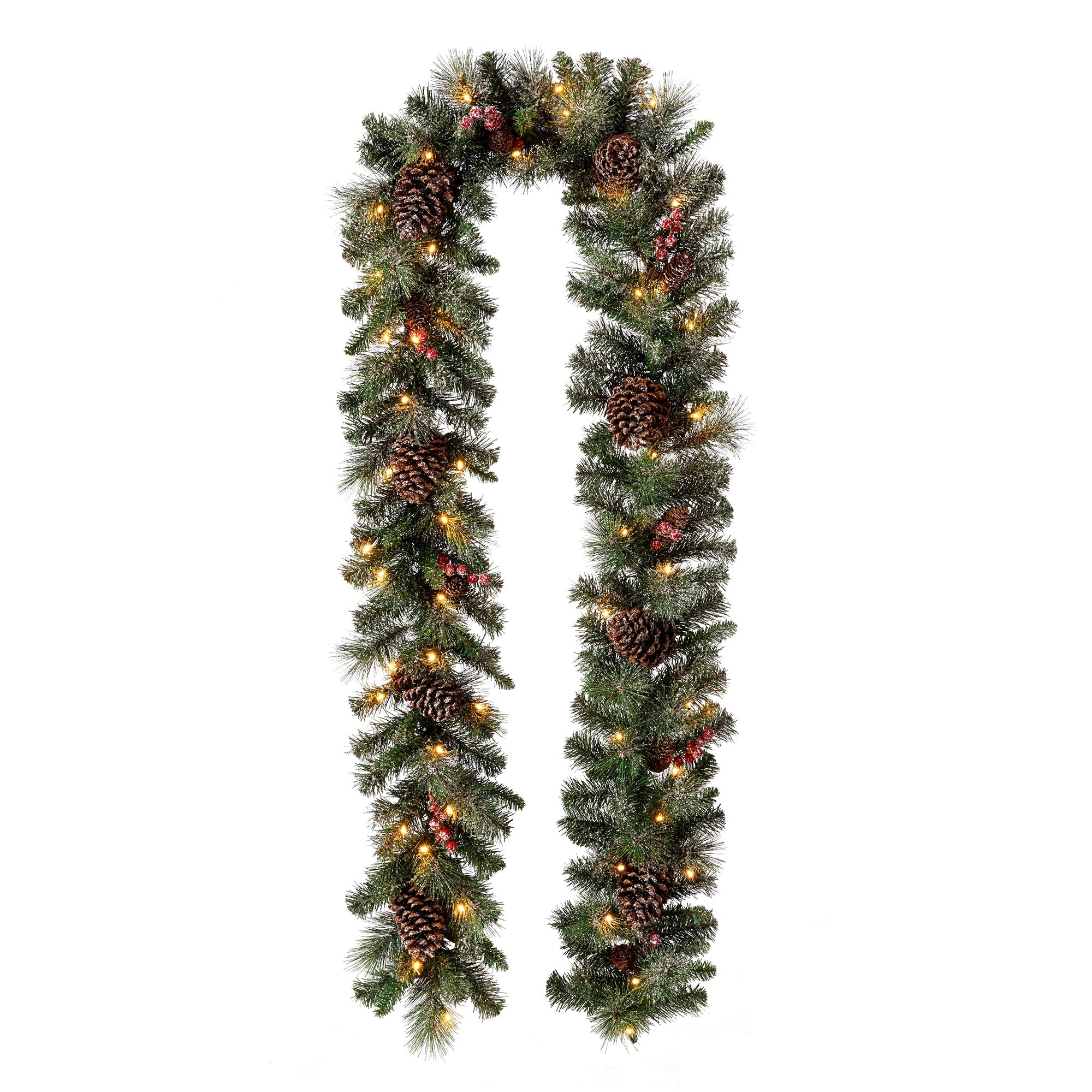 Glitzhome 9L Pre Lit Christmas Garland With Warm White Led Light