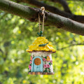 Glitzhome 9H Resin Pink Yellow Roof Outdoor Garden Birdhouse
