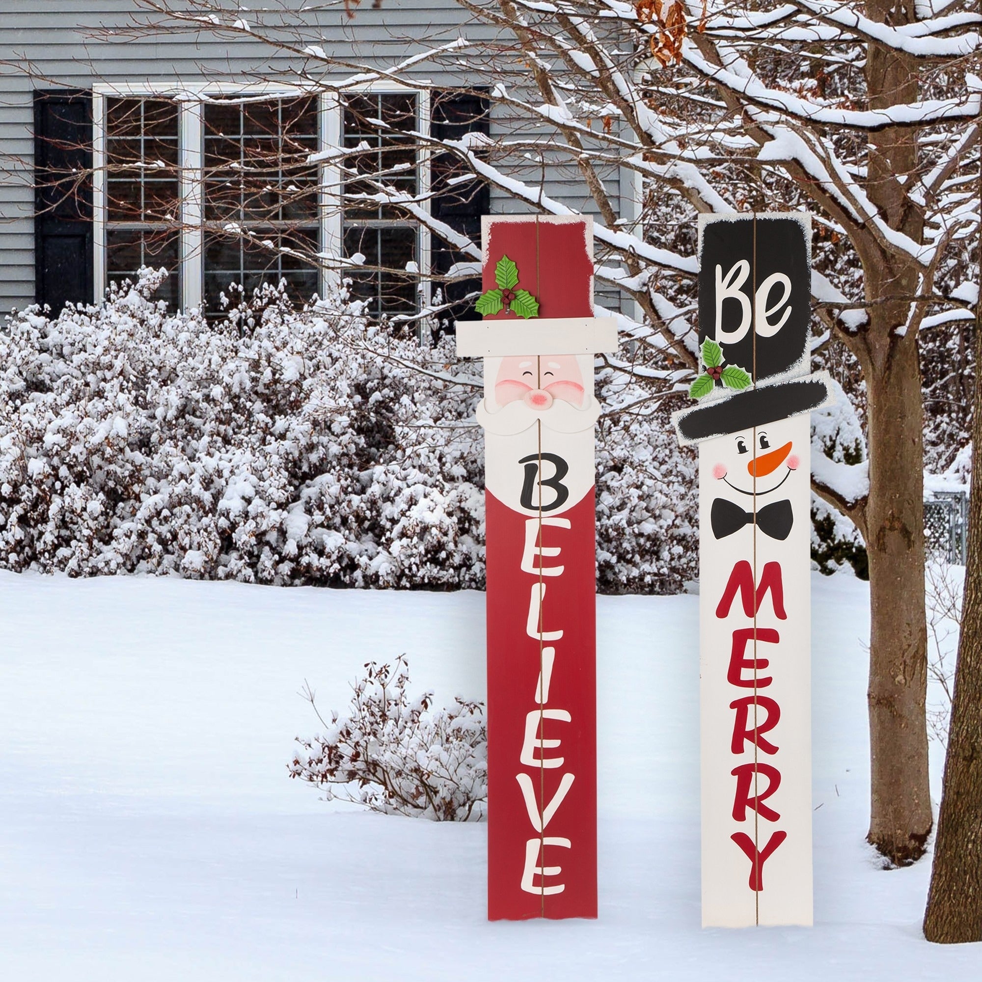 Glitzhome 42.00 H Christmas Wooden Believe Porch Sign