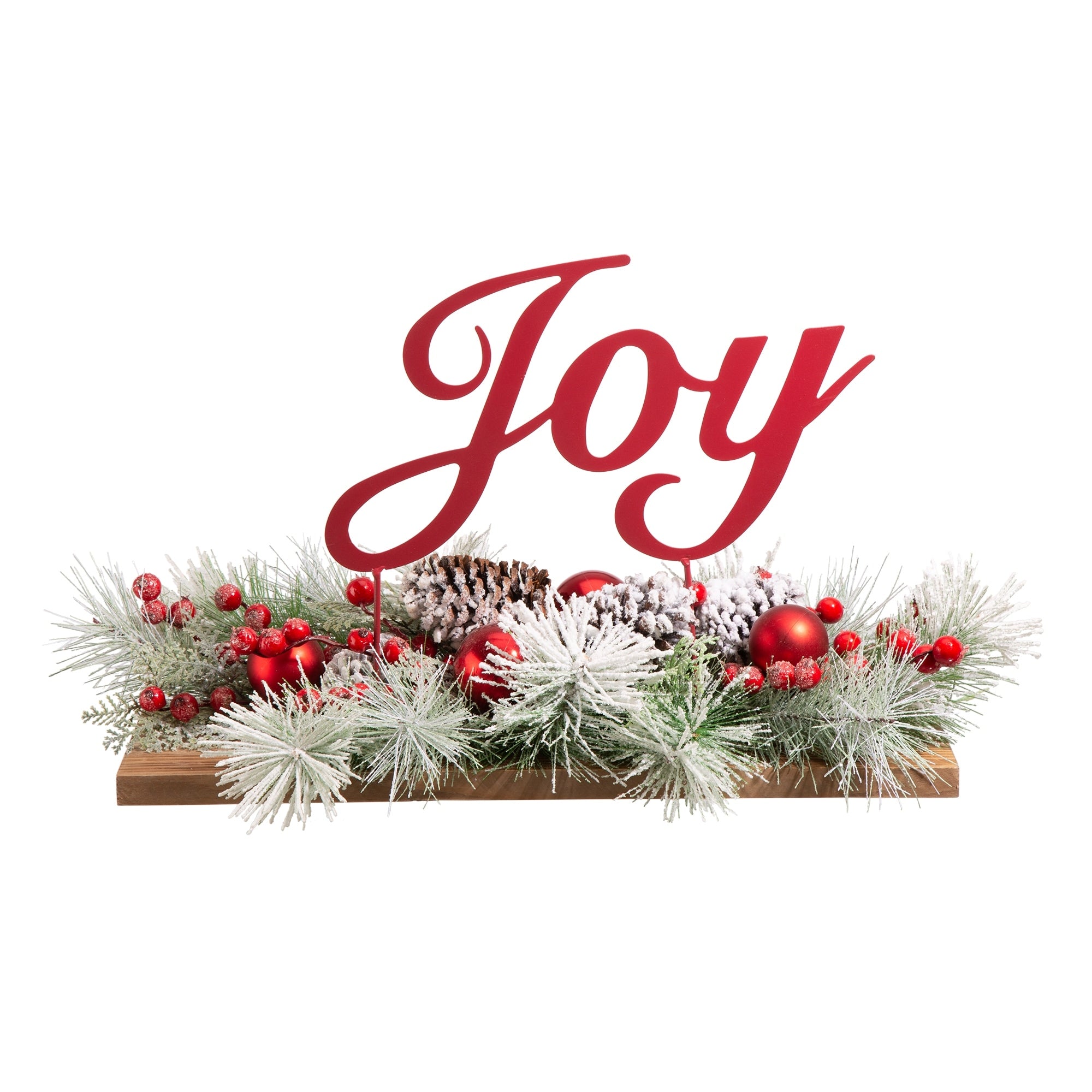 Glitzhome 20 L Christmas Metal Joy Floral Center Piece