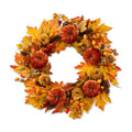 Glitzhome Fall Velvet Pumpkin Pinecone Berry Wreath Garland Teardrop