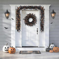 Glitzhome Halloween Eucalyptus Pumpkin Bat Garland Wreath