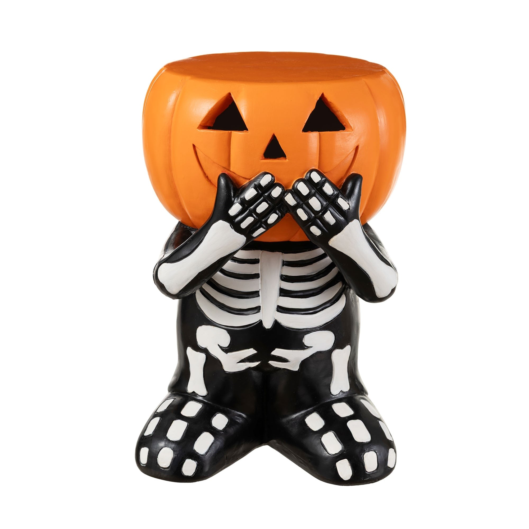 Glitzhome Halloween Mgo Skeleton Pumpkin Ghost Stool