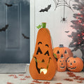 Glitzhome Halloween Metal Jack O Lantern With Led Pillar