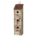 Glitzhome 14.45 H Hanging Two Tiered Distressed Solid Wood Birdhouse With Flowers