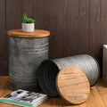 Glitzhome Farmhouse Metal Storage Stool Set Of 2