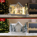 Glitzhome Lighted Christmas Wooden Snowed Villages Table Decor With Timer
