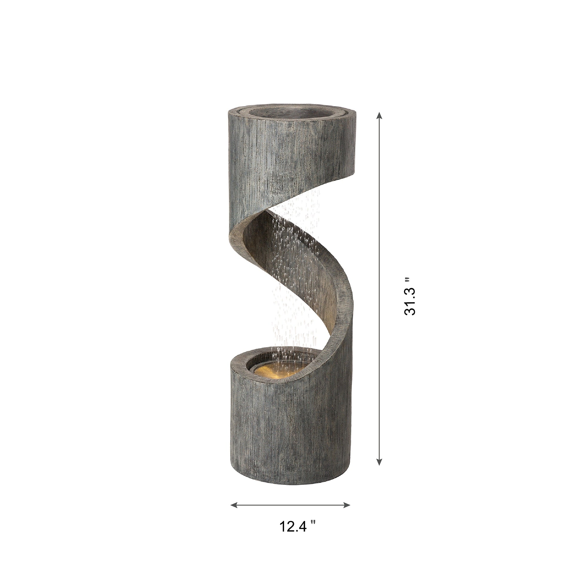 Glitzhome 31 H Polyresin Curving Shaped Outdoor Fountain With Led Light