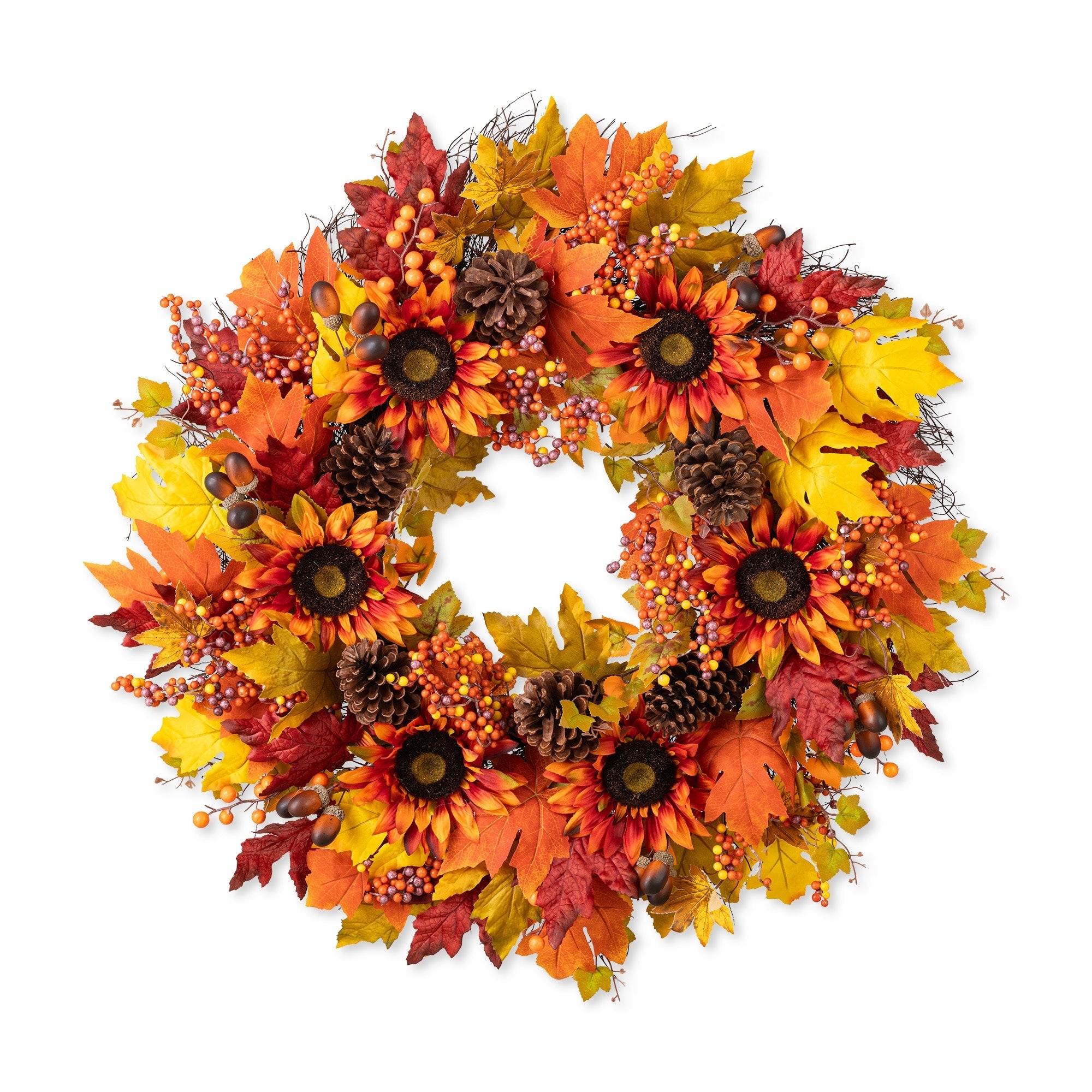 Glitzhome Oversized Fall Sunflower Wreath Teardrop Garland