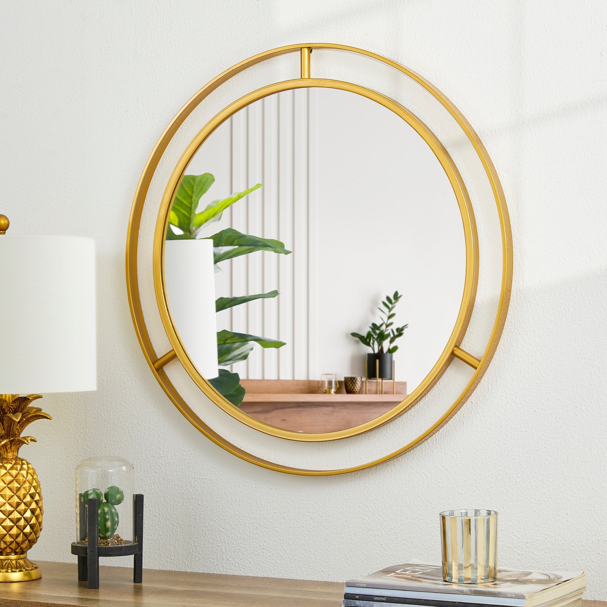 Glitzhome 24 D Deluxe Round Gold Mirror