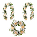 Glitzhome Peach Dahlia Floral Wreath Teardrop Garland