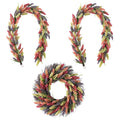 Glitzhome Pink Purple Yellow Mixed Heather Wreath Teardrop Garland