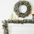 Glitzhome Pre Lit Glittered Pine Cone Christmas Wreath With Warm White Led Light