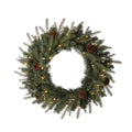 Glitzhome Pre Lit Greenery Pine Cone Christmas Wreath With Warm White Led Light