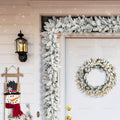 Glitzhome Pre Lit Snow Flocked Christmas Wreath With Warm White Led Light