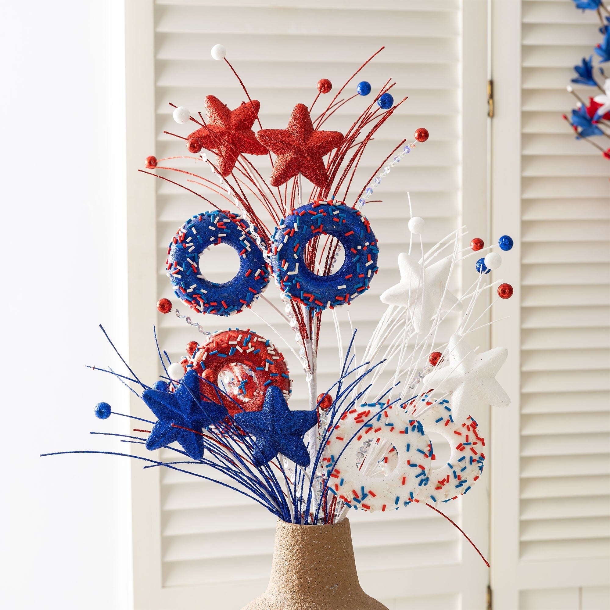 Glitzhome Set Of 2 28 H Patriotic Americana Stars And Donuts Picks