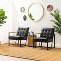 Glitzhome Set Of 2 30.25 H Leatherette Button Tufted Accent Arm Chairs