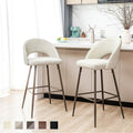 Glitzhome Set Of 2 Grey Mixing Fabic And Leatherette Bar Stool With Tapered Metal Legs