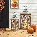 Glitzhome Set Of 2 Modern Farmhouse Wooden Lantern