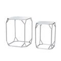 Glitzhome Metal W Glass Gold Accent Table Set Of 2