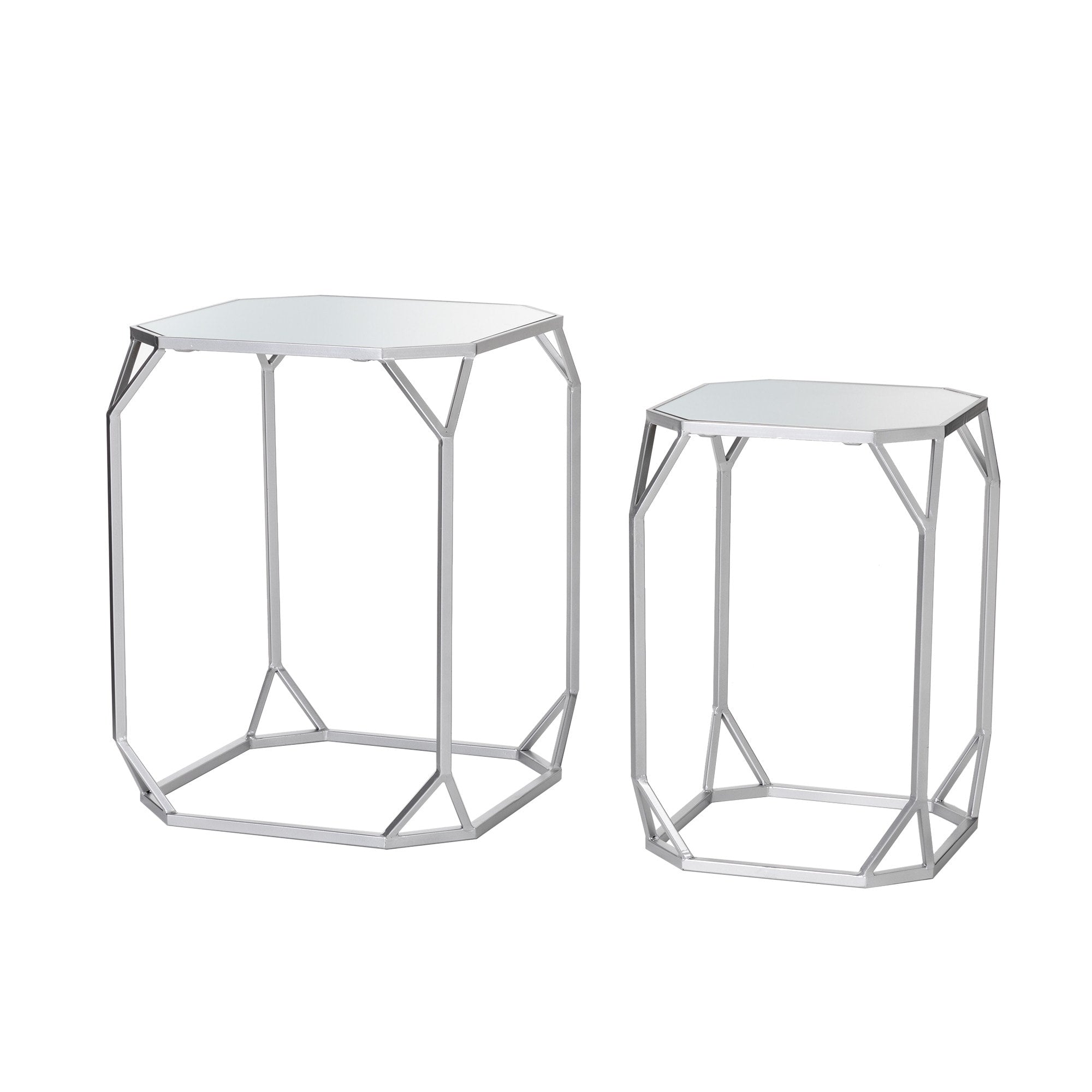 Glitzhome Metal W Glass Gold Accent Table Set Of 2