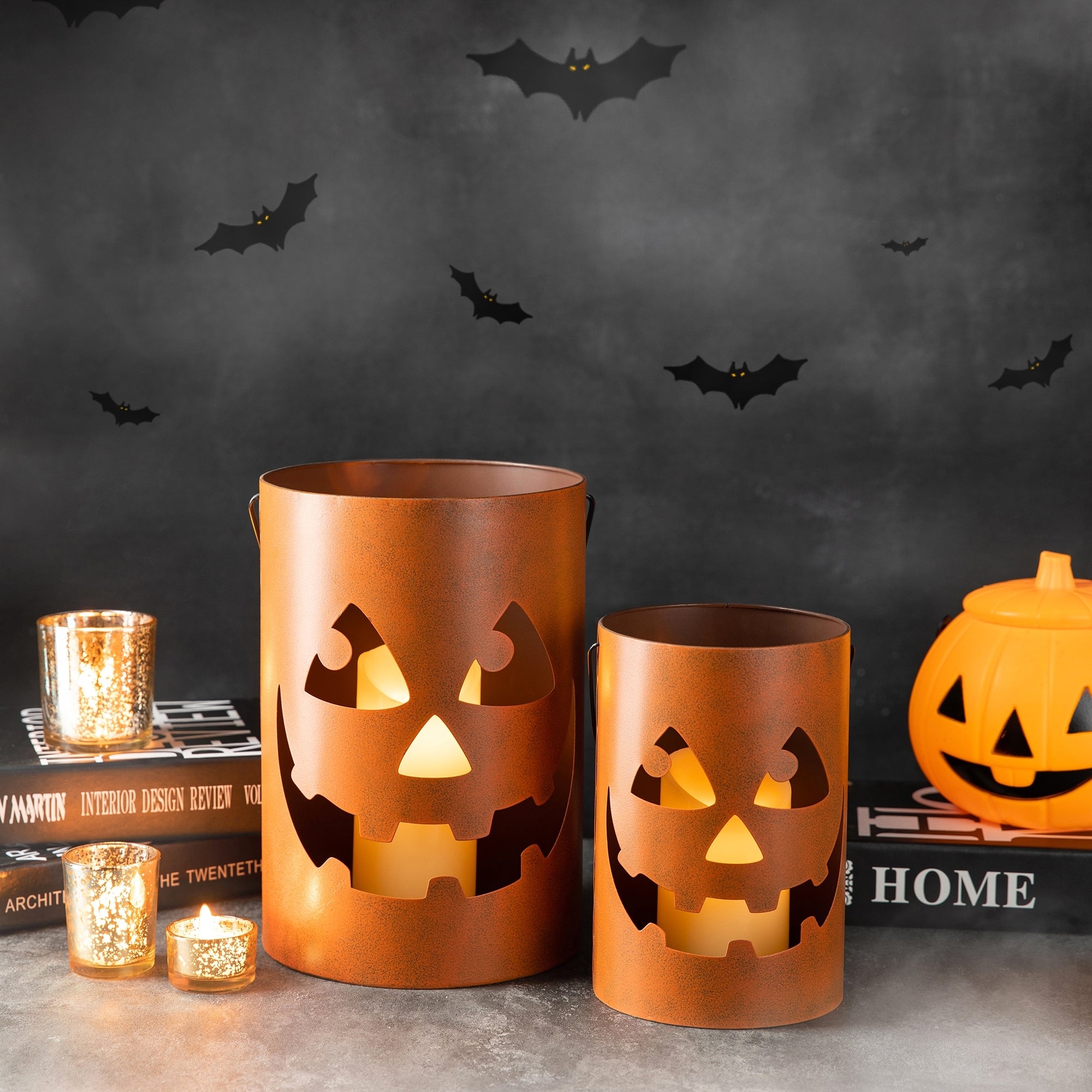 Glitzhome Set Of 2 Halloween Jack O Lantern
