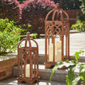 Glitzhome Set Of 2 Farmhouse Wooden Church Window Frame Lanterns
