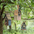 Glitzhome Wooden Patriotic Distressed Garden Bird House With Stars