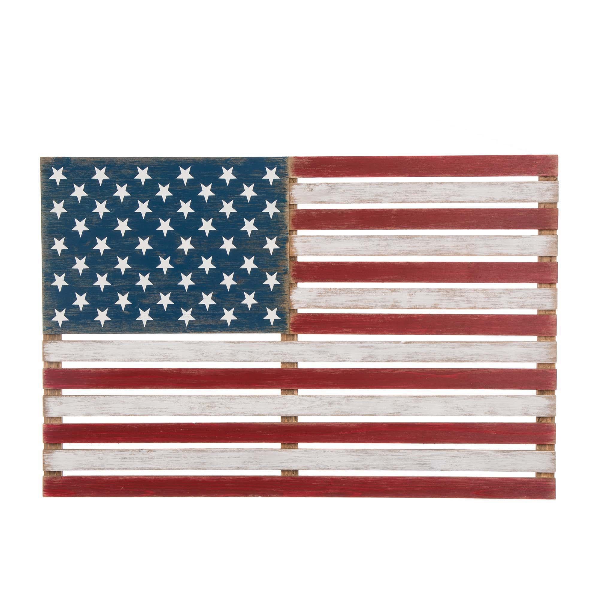 Glitzhome 42 L Wooden Patriotic National Flag Wall Decor