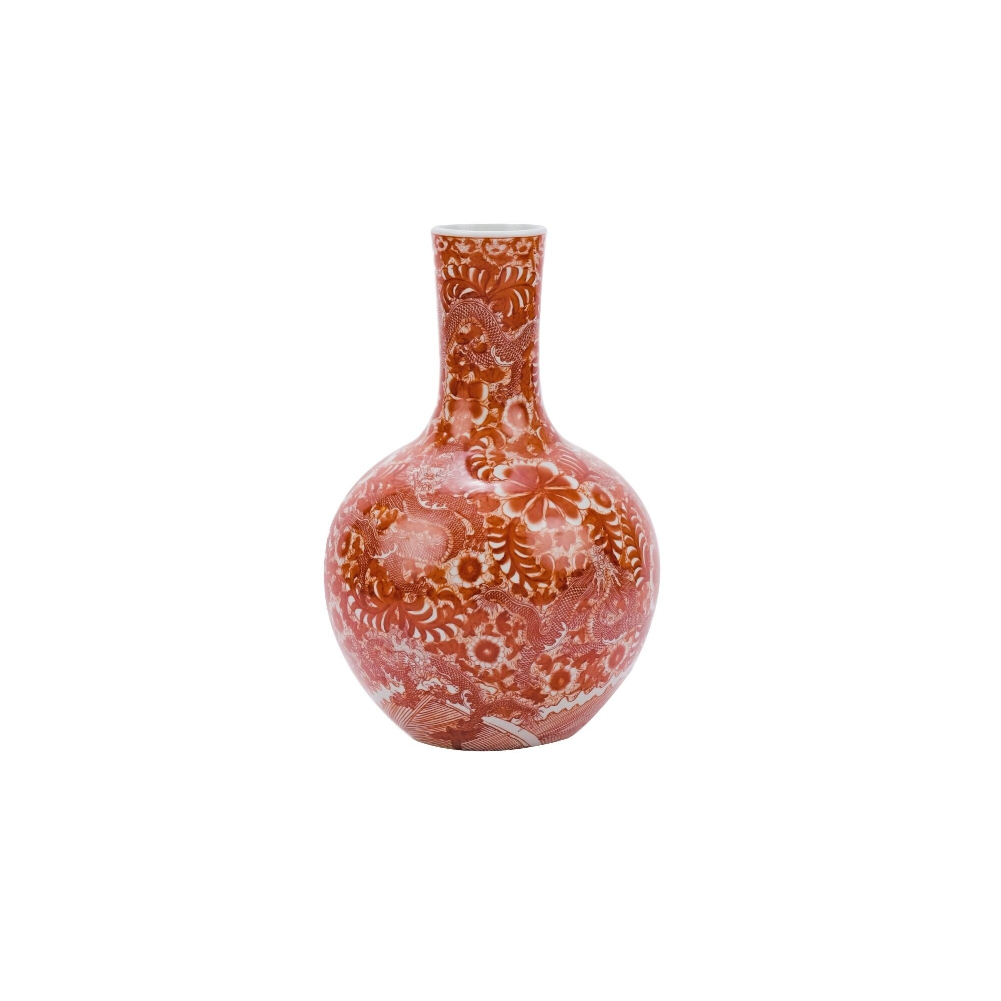 Globular With Dragon Motif Floor Vase