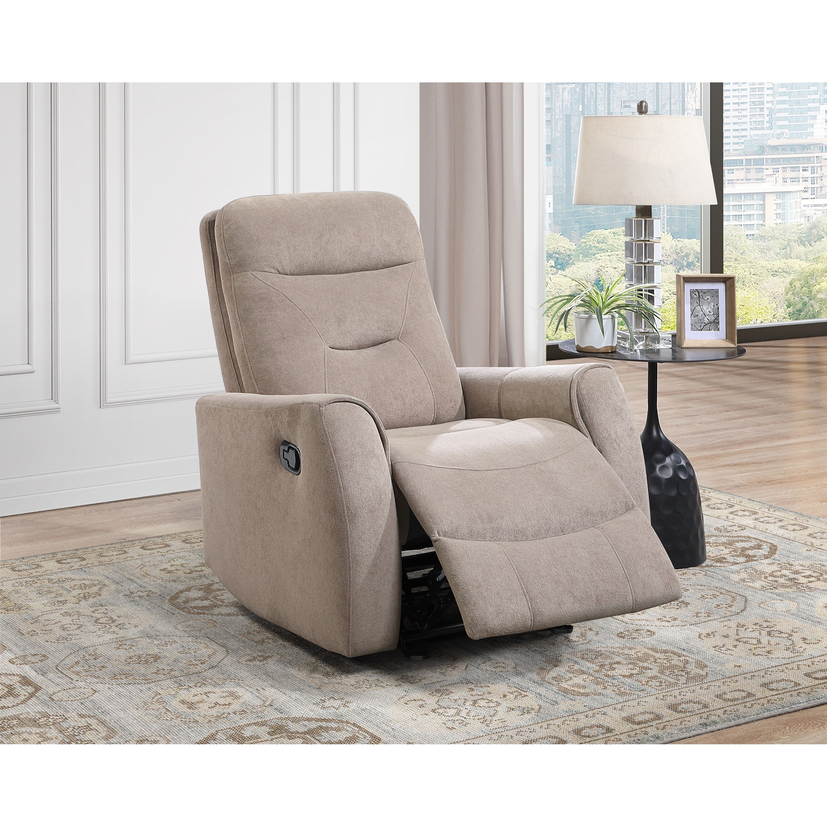 Glory Furniture Aldous Microsuede Velvet Rocker Recliner With Rocker Reclining