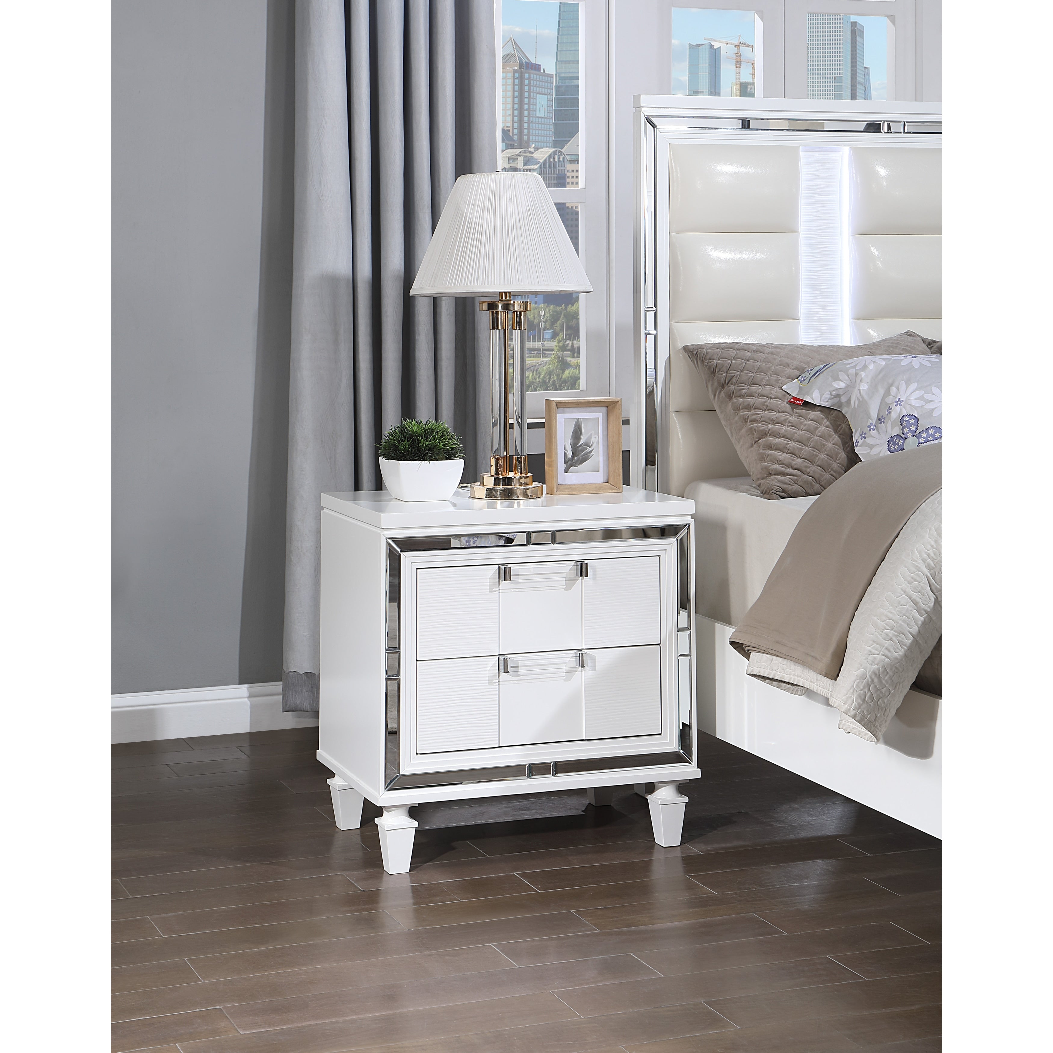 Glory Furniture Aveline Wood Nightstand With Full Extension Drawers