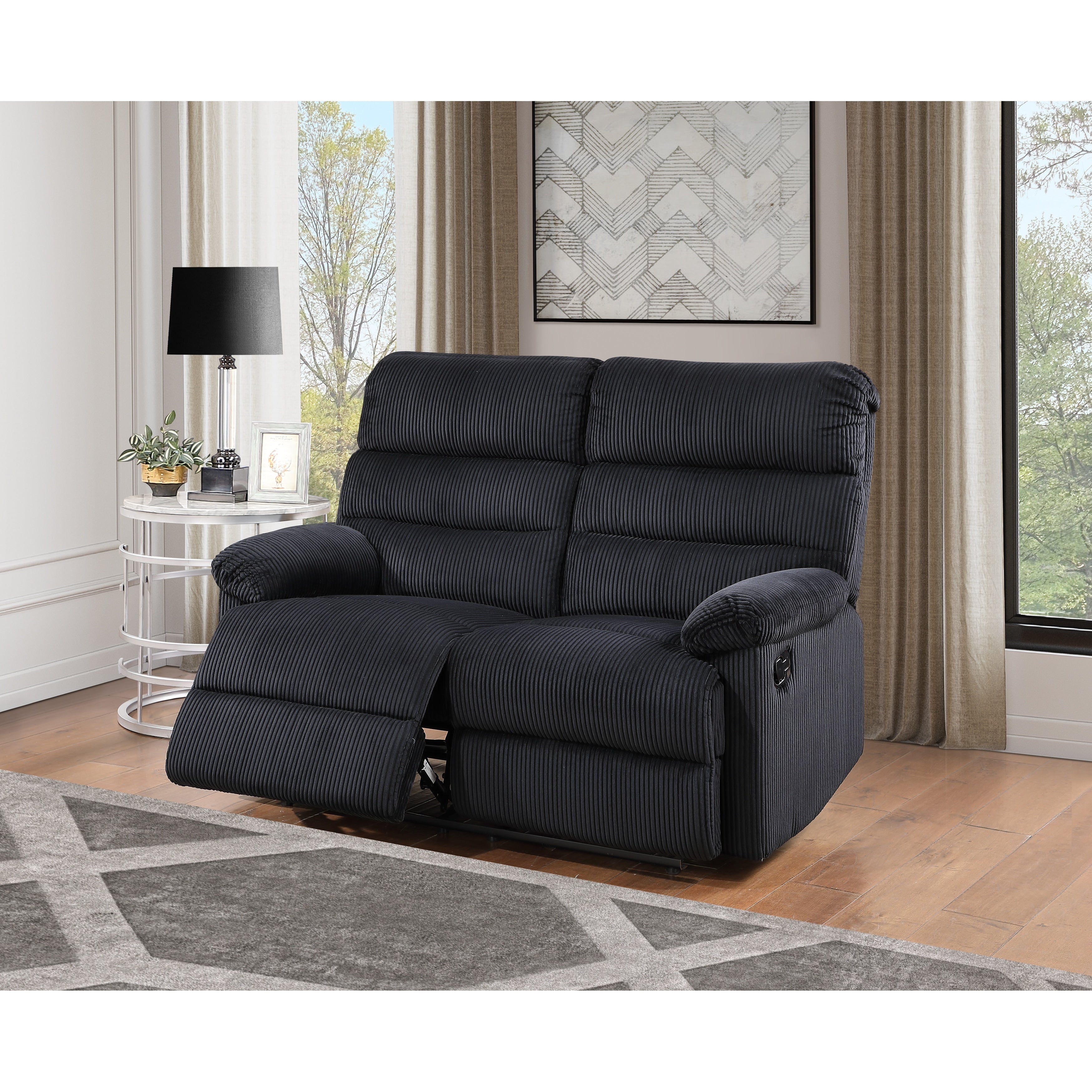 Glory Furniture Cassius Velvet Corded Fabric Reclining Loveseat With Dependable Functionality
