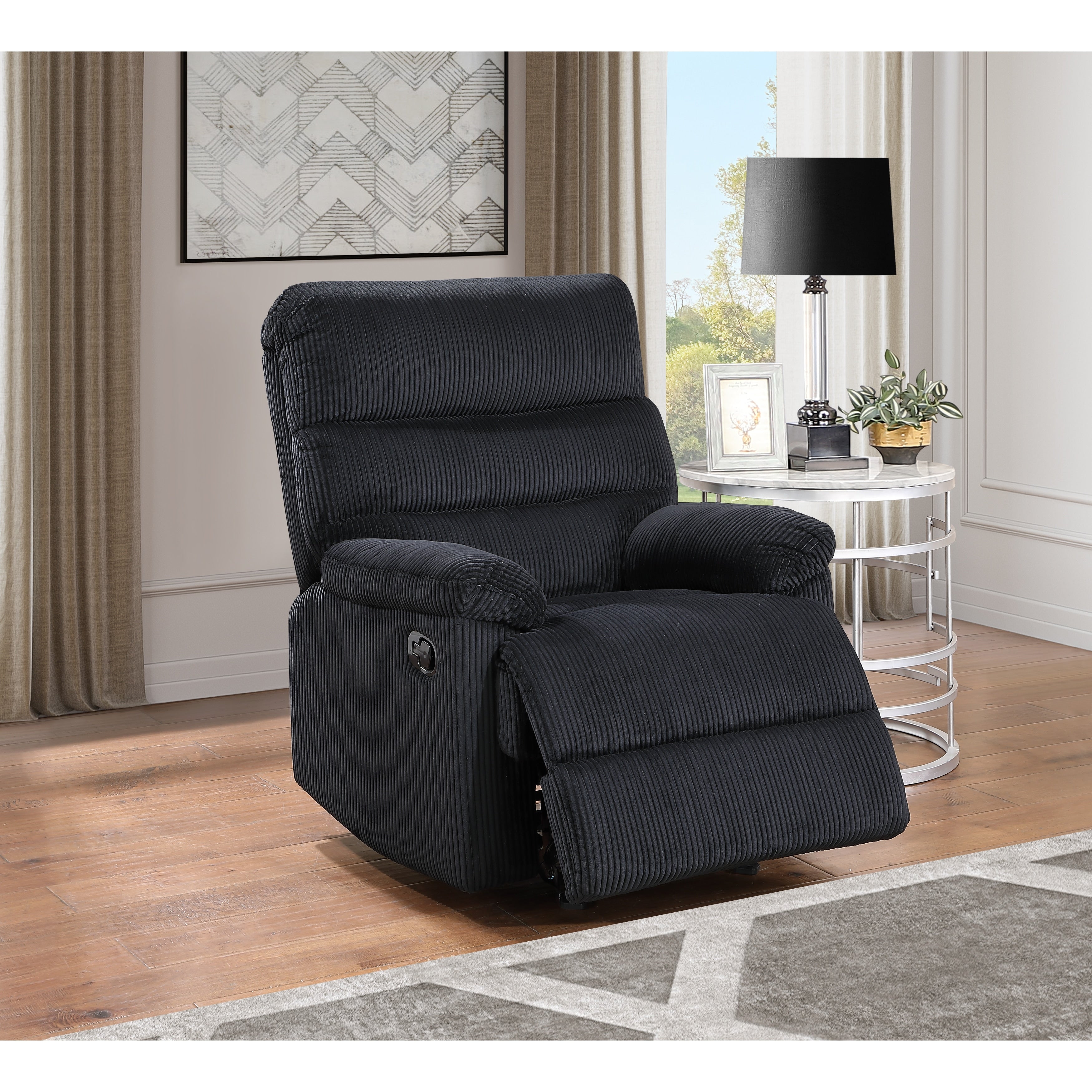 Glory Furniture Clementine Velvet Corded Fabric Glider Recliner With Glider Reclining