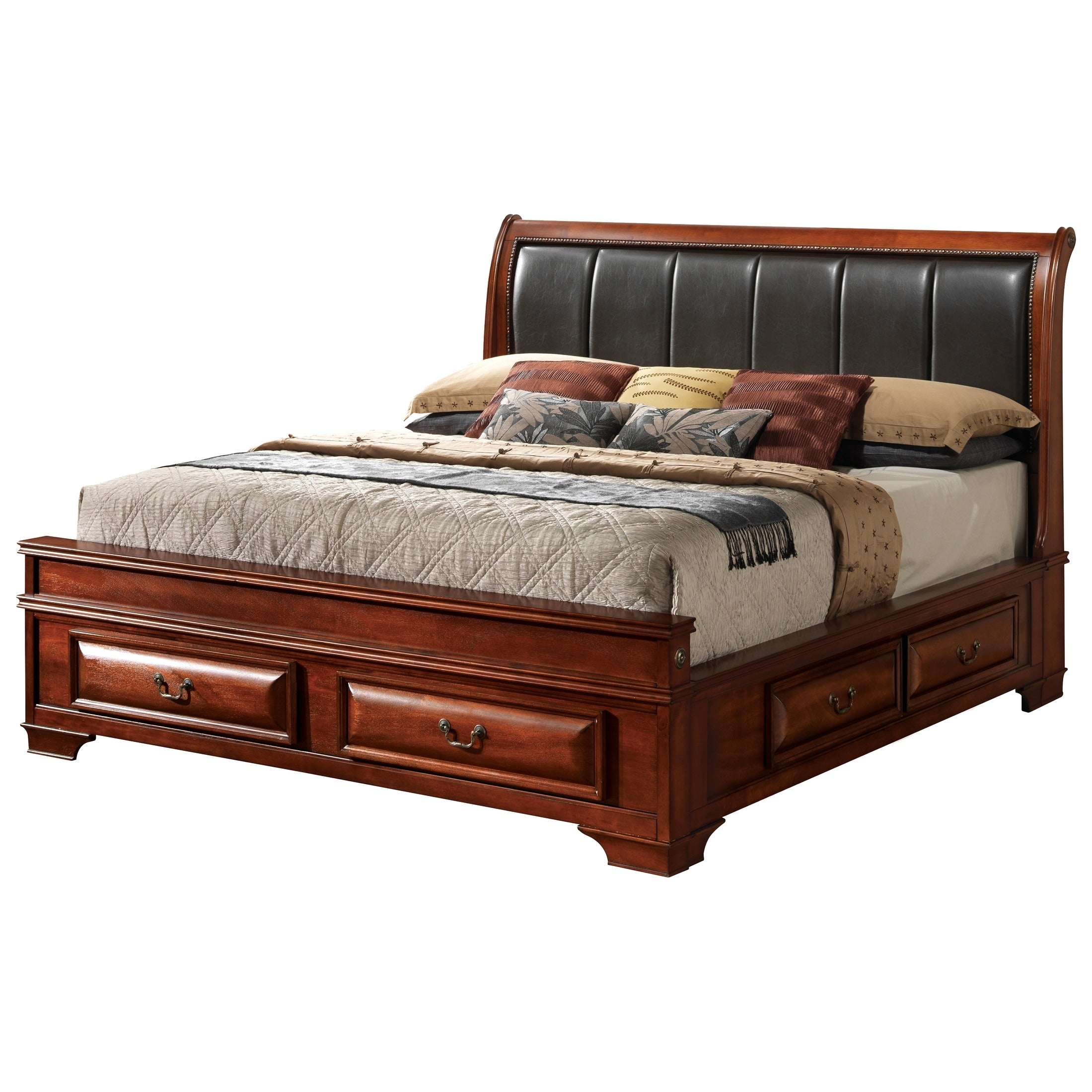 Glory Furniture Cressida Faux Leather Full Storage Bed With Sleigh Design