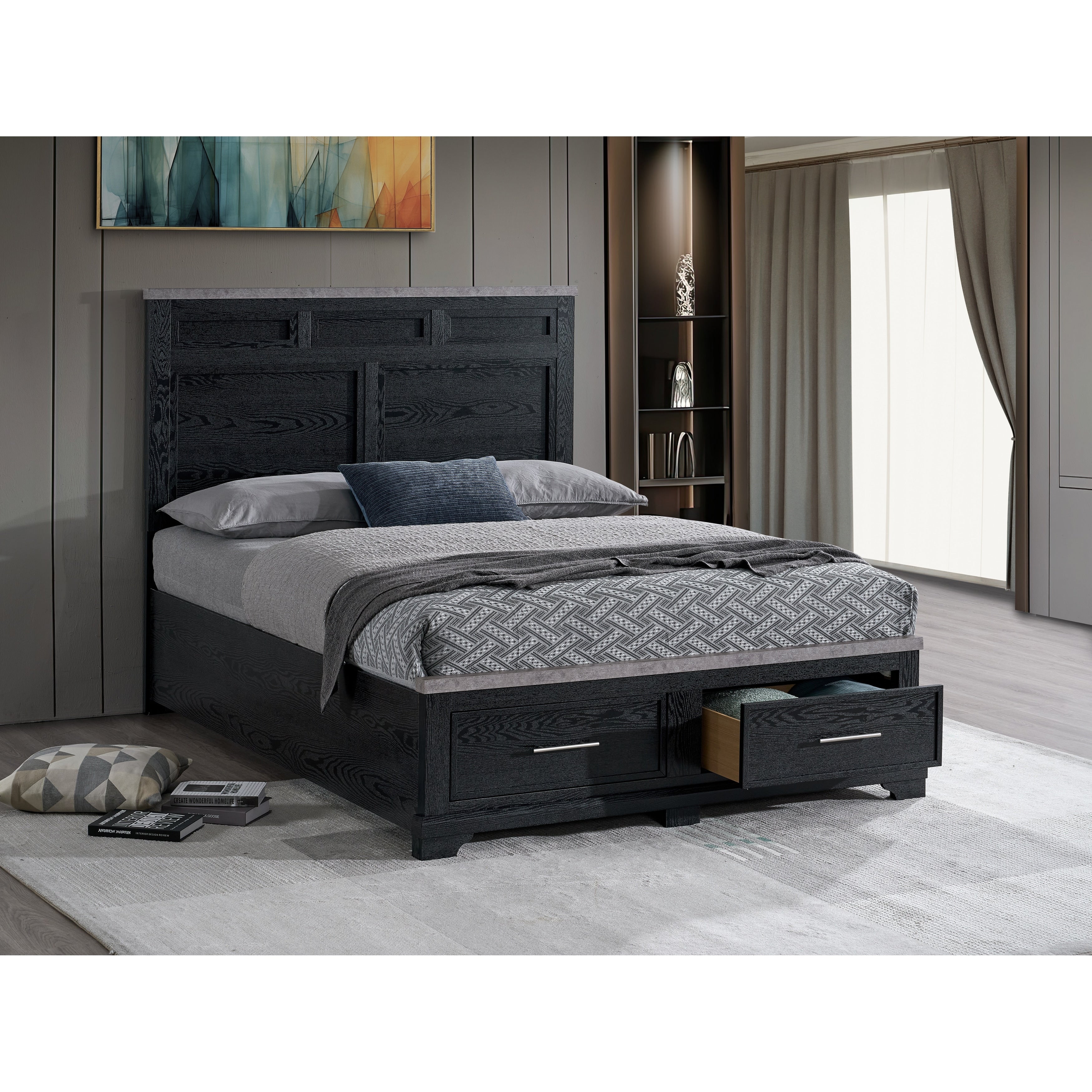 Glory Furniture Fitzgerald High Grade Laminate Queen Bed With Ample Storage Drawers