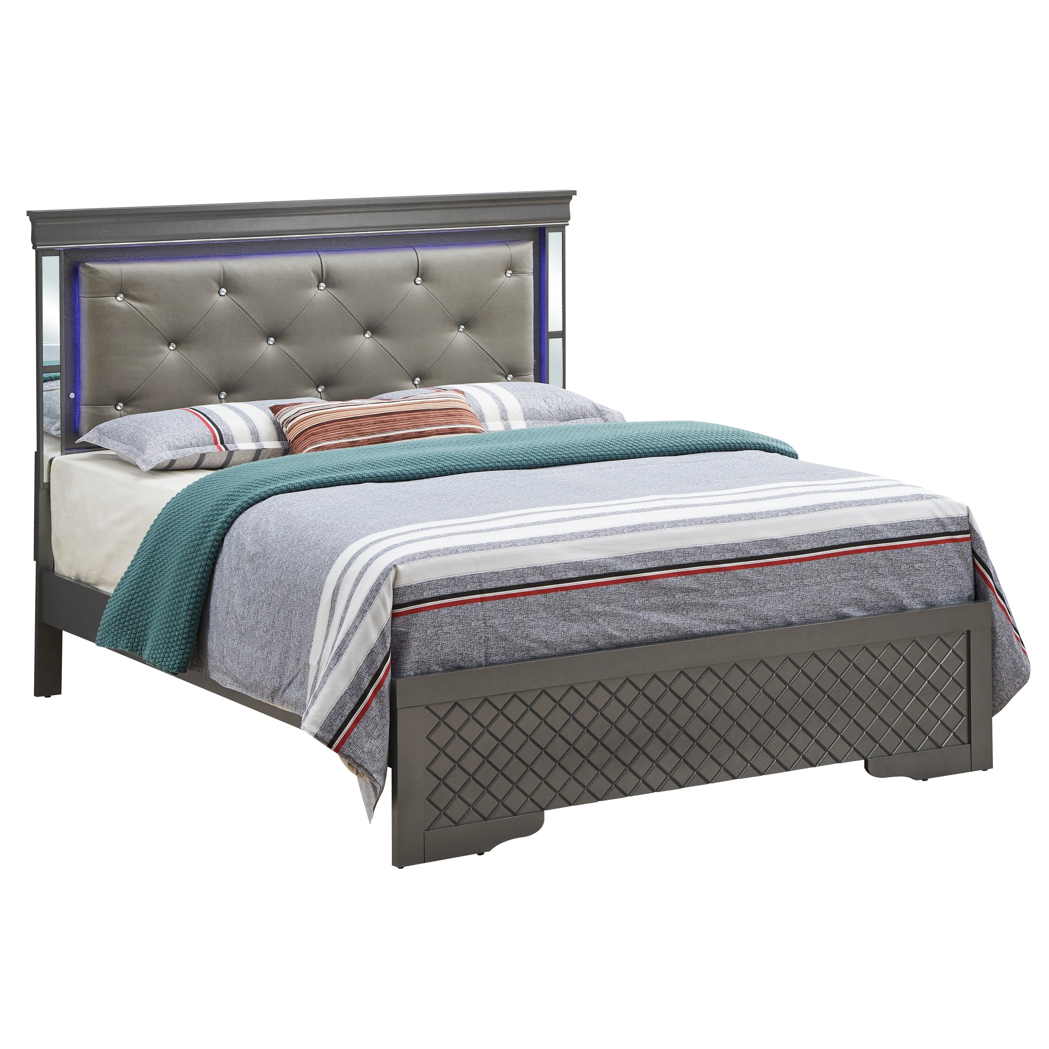 Glory Furniture Guinevere Wood Veneer Queen Bed With Led Lighting