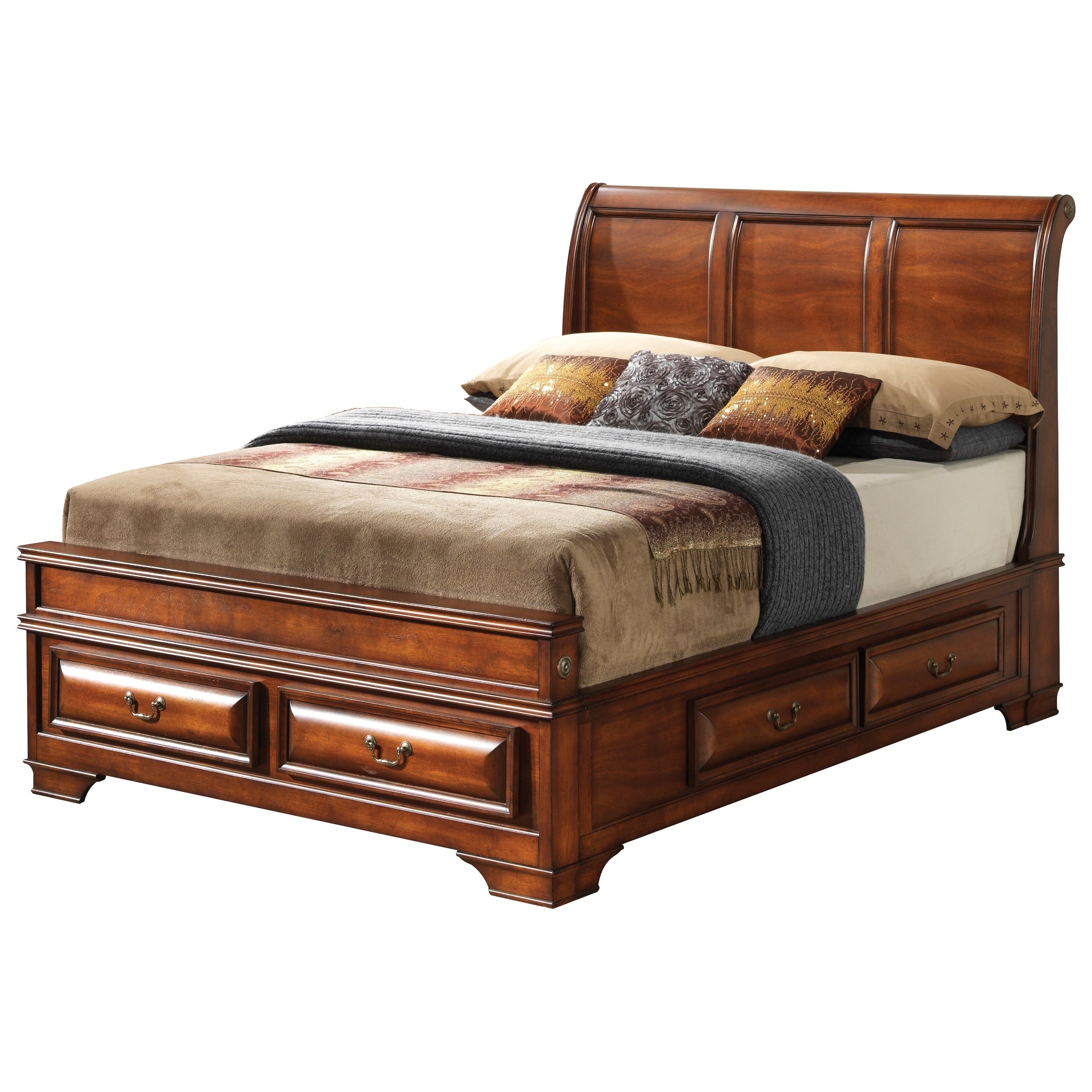 Glory Furniture Rosalie Wood Full Storage Bed With Ample Storage Drawers