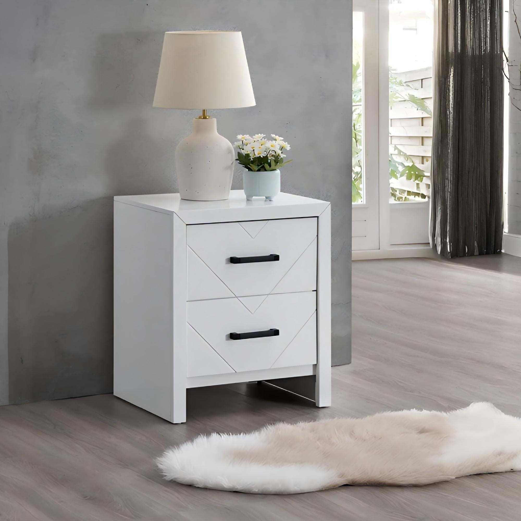 Glory Furniture Theron Wood 2 Drawer Nightstand With Dovetailed Drawers