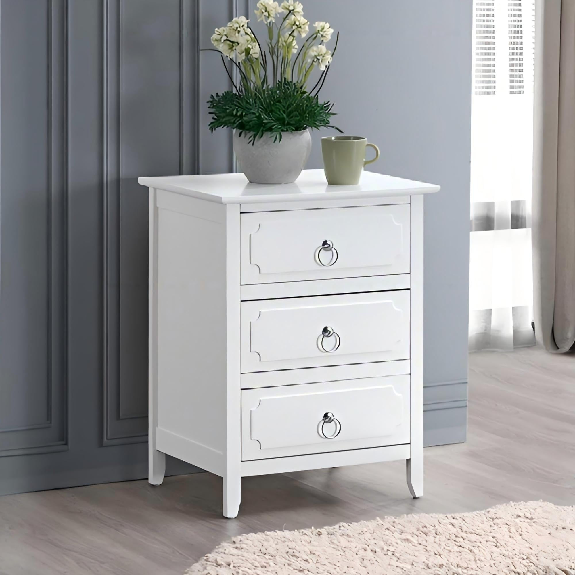 Glory Furniture Zephiran Wood 3 Drawer Nightstand With Dovetailed Drawers