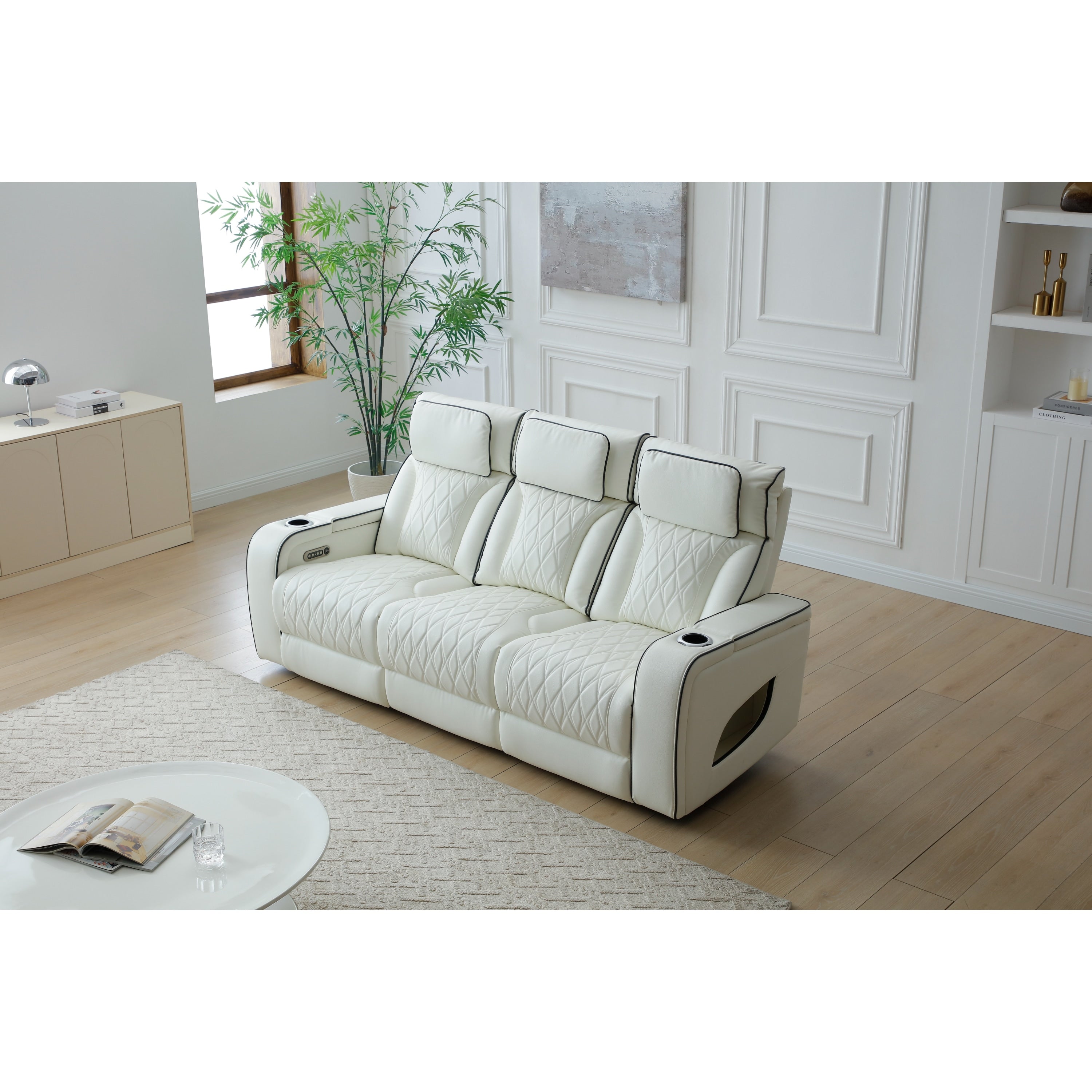 Glory Furniture Zinnia Faux Leather Sofa With Led Lighting