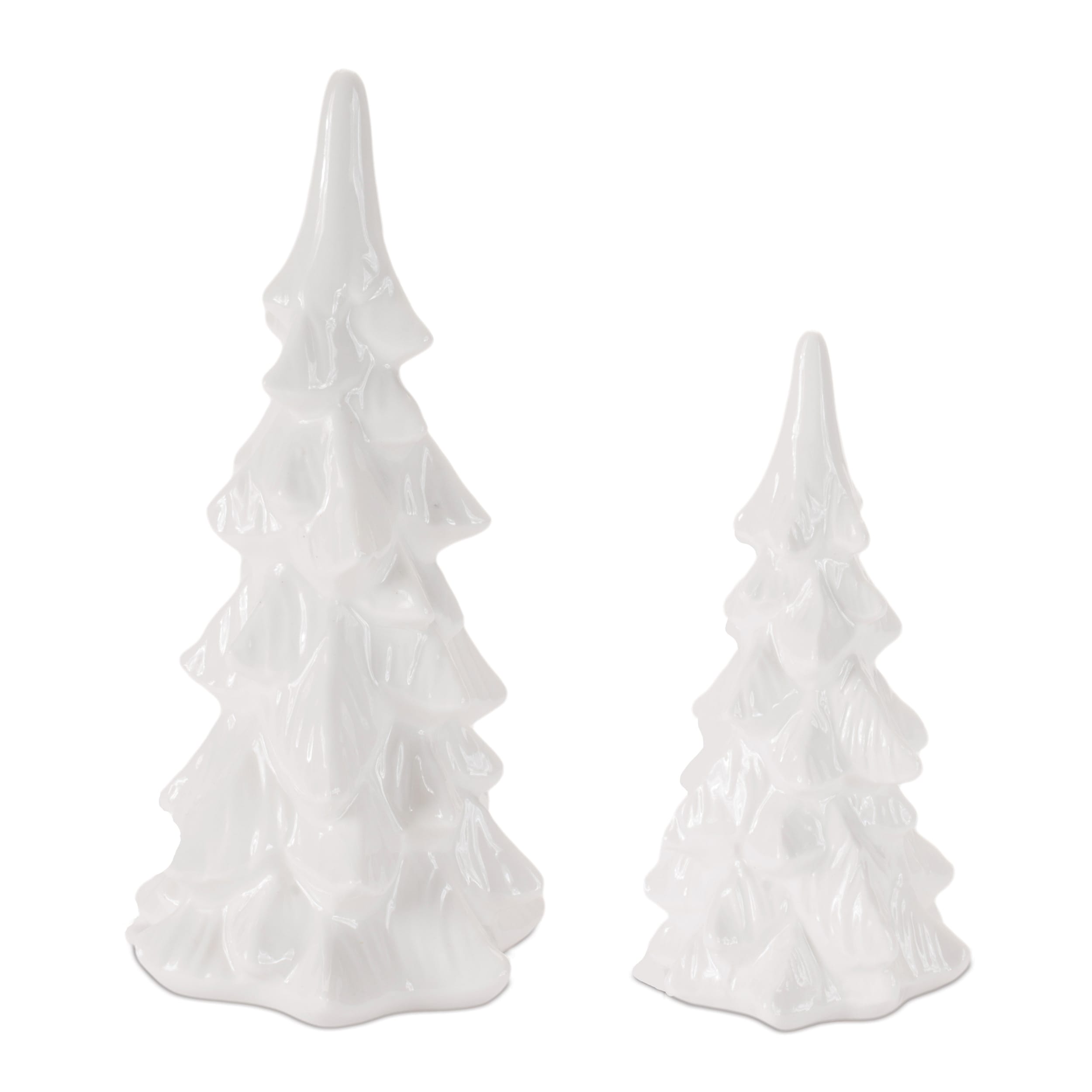 Glossy Ceramic Christmas Trees Set Of 2