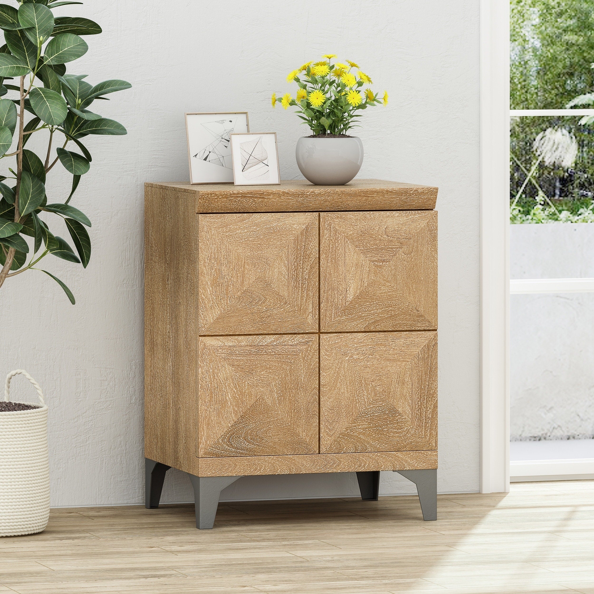 Glover Boho Handcrafted Mango Wood Cabinet By Christopher Knight Home