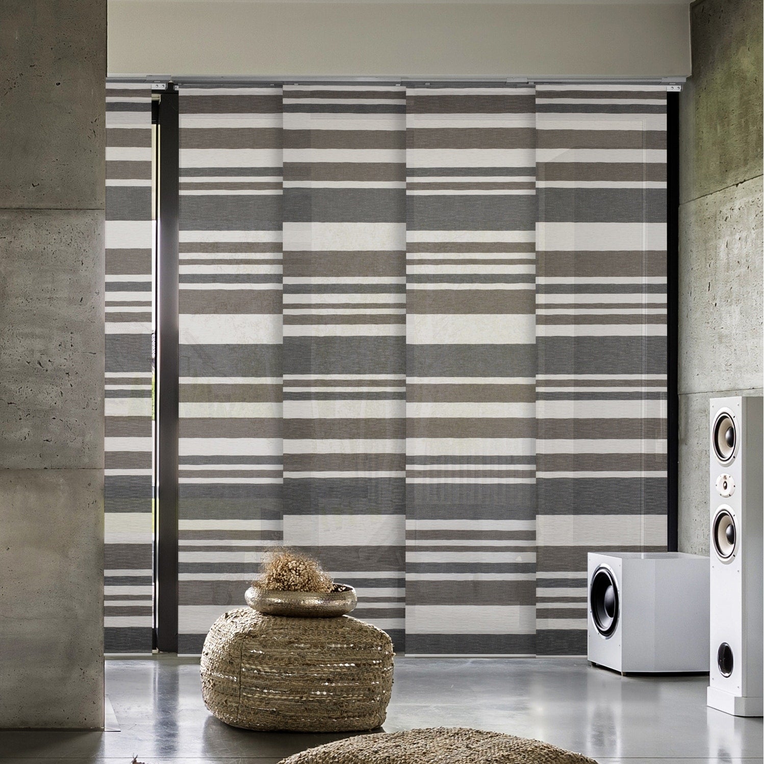 Godear Design Natural Woven Adjustable Sliding Panel Barcode Series 51.5 86 W X 96 L